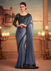 Storm Gray & Black Designer Embroidered Silk Party Wear Saree-Saira's Boutique