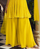 Sunflower Yellow Designer Embroidered Peplum Style Gharara Suit-Saira's Boutique