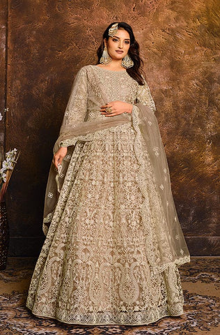 Dark Cobalt Blue Designer Heavy Embroidered Wedding Anarkali Gown