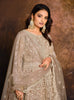 Taupe Designer Heavy Embroidered Net Anarkali Suit-Saira's Boutique