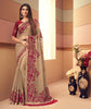 Taupe & Maroon Designer Embroidered Silk Wedding Saree-Saira's Boutique