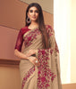 Taupe & Maroon Designer Embroidered Silk Wedding Saree-Saira's Boutique