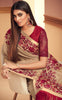 Taupe & Maroon Designer Embroidered Silk Wedding Saree-Saira's Boutique