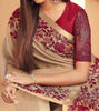 Taupe & Maroon Designer Embroidered Silk Wedding Saree-Saira's Boutique