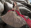Taupe & Red Designer Embroidered Wedding Lehenga Style Anarkali Suit-Saira's Boutique