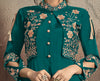 Teal Blue Designer Embroidered Taffeta Silk Party Wear Gown-Saira's Boutique