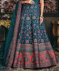 Teal Blue Designer Jacquard Silk Party Wear Anarkali Gown-Saira's Boutique