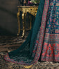 Teal Blue Designer Jacquard Silk Party Wear Anarkali Gown-Saira's Boutique