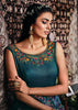 Teal Blue Designer Jacquard Silk Party Wear Anarkali Gown-Saira's Boutique