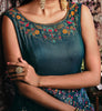 Teal Blue Designer Jacquard Silk Party Wear Anarkali Gown-Saira's Boutique
