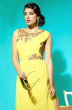 Yellow Embroidered Faux Georgette Kurti-Saira's Boutique