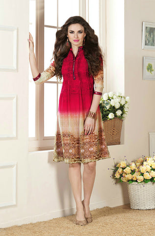 Brick Red Embroidered Pashmina Kurti