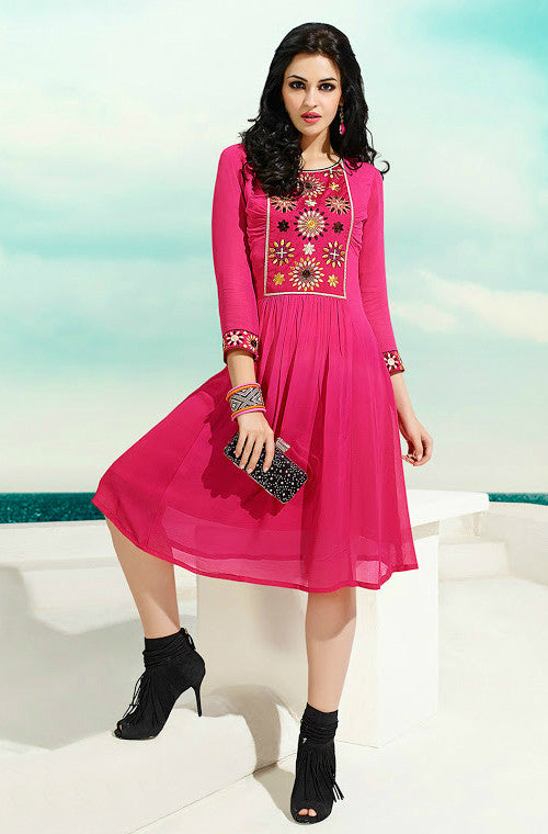 Soft Georgette Nyra Cut Kurti With Butti and Floral Digital Print –  ThreadLooms
