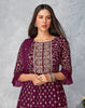 Wine Designer Embroidered Peplum Style Sharara Suit-Saira's Boutique