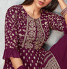 Wine Designer Embroidered Peplum Style Sharara Suit-Saira's Boutique