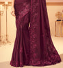 Wine Designer Embroidered Silk Party Wear Saree-Saira's Boutique