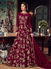 Wine Designer Heavy Embroidered Net Bridal Anarkali Gown-Saira's Boutique