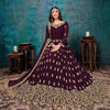 Wine Purple Designer Embroidered Georgette Anarkali Suit-Saira's Boutique