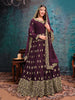 Wine Purple Designer Embroidered Georgette Anarkali Suit-Saira's Boutique