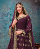 Wine Purple Designer Embroidered Georgette Anarkali Suit-Saira's Boutique