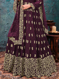 Wine Purple Designer Embroidered Georgette Anarkali Suit-Saira's Boutique