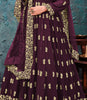 Wine Purple Designer Embroidered Georgette Anarkali Suit-Saira's Boutique