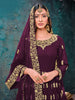 Wine Purple Designer Embroidered Georgette Anarkali Suit-Saira's Boutique