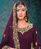 Wine Purple Designer Embroidered Georgette Anarkali Suit-Saira's Boutique