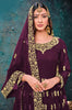 Wine Purple Designer Embroidered Georgette Anarkali Suit-Saira's Boutique