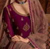 Wine Purple & Taupe Designer Embroidered Kurti Style Lehenga-Saira's Boutique