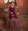 Wine Purple & Taupe Designer Embroidered Kurti Style Lehenga-Saira's Boutique