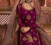 Wine Purple & Taupe Designer Embroidered Kurti Style Lehenga-Saira's Boutique
