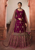 Wine Purple & Taupe Designer Embroidered Kurti Style Lehenga-Saira's Boutique