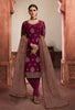 Wine Purple & Taupe Designer Embroidered Kurti Style Lehenga-Saira's Boutique