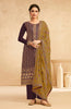 Wine & Marigold Brown Designer Embroidered Pant Suit-Saira's Boutique