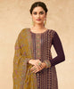 Wine & Marigold Brown Designer Embroidered Pant Suit-Saira's Boutique