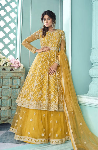 Salmon Peach Designer Embroidered Party Wear Anarkali Suit