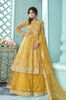 Yellow Designer Embroidered Lehenga Style Anarkali Suit-Saira's Boutique