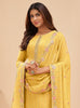 Yellow Designer Embroidered Party Wear Georgette Pant Suit-Saira's Boutique