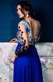 Royal Blue & Beige Designer Party Wear Gown-Saira's Boutique