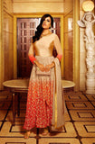 Cream & Orange Embroidered Designer Anarkali Suit-Saira's Boutique