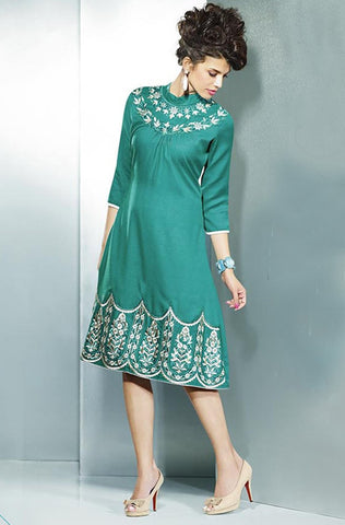 Brick Red Embroidered Pashmina Kurti