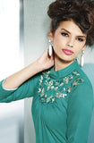 Sea Green Embroidered Pashmina Kurti-Saira's Boutique