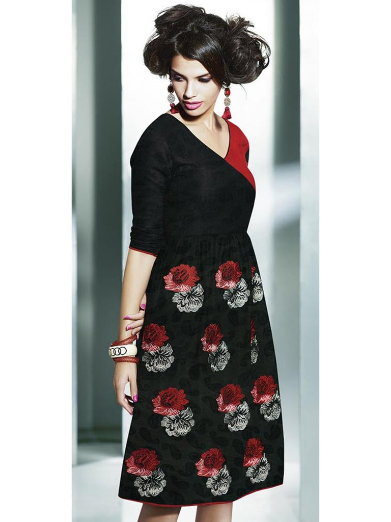 Buy Hand Embroidered Black Georgette Lucknowi Chikan Kurti with Red Thread  Work-GA250626 | www.maanacreation.com