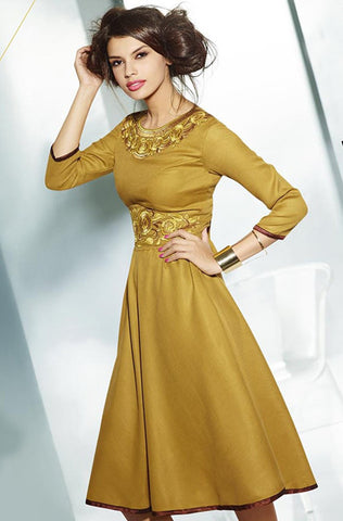 Brick Red Embroidered Pashmina Kurti