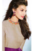 Beige & Purple Embroidered Pashmina Kurti-Saira's Boutique